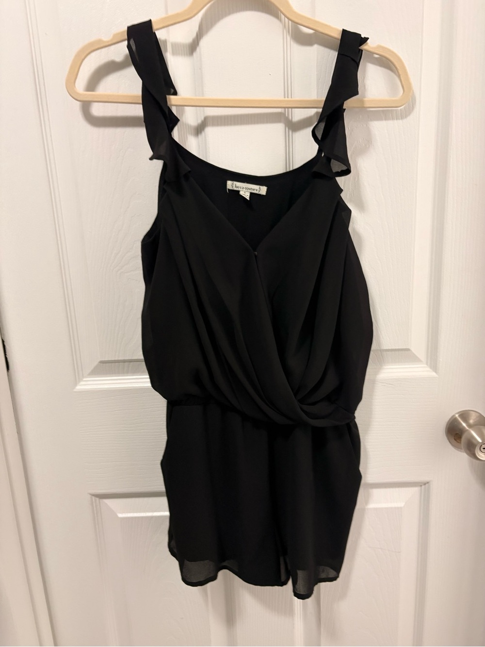 Lucca Couture Black Ruffled Strap Romper